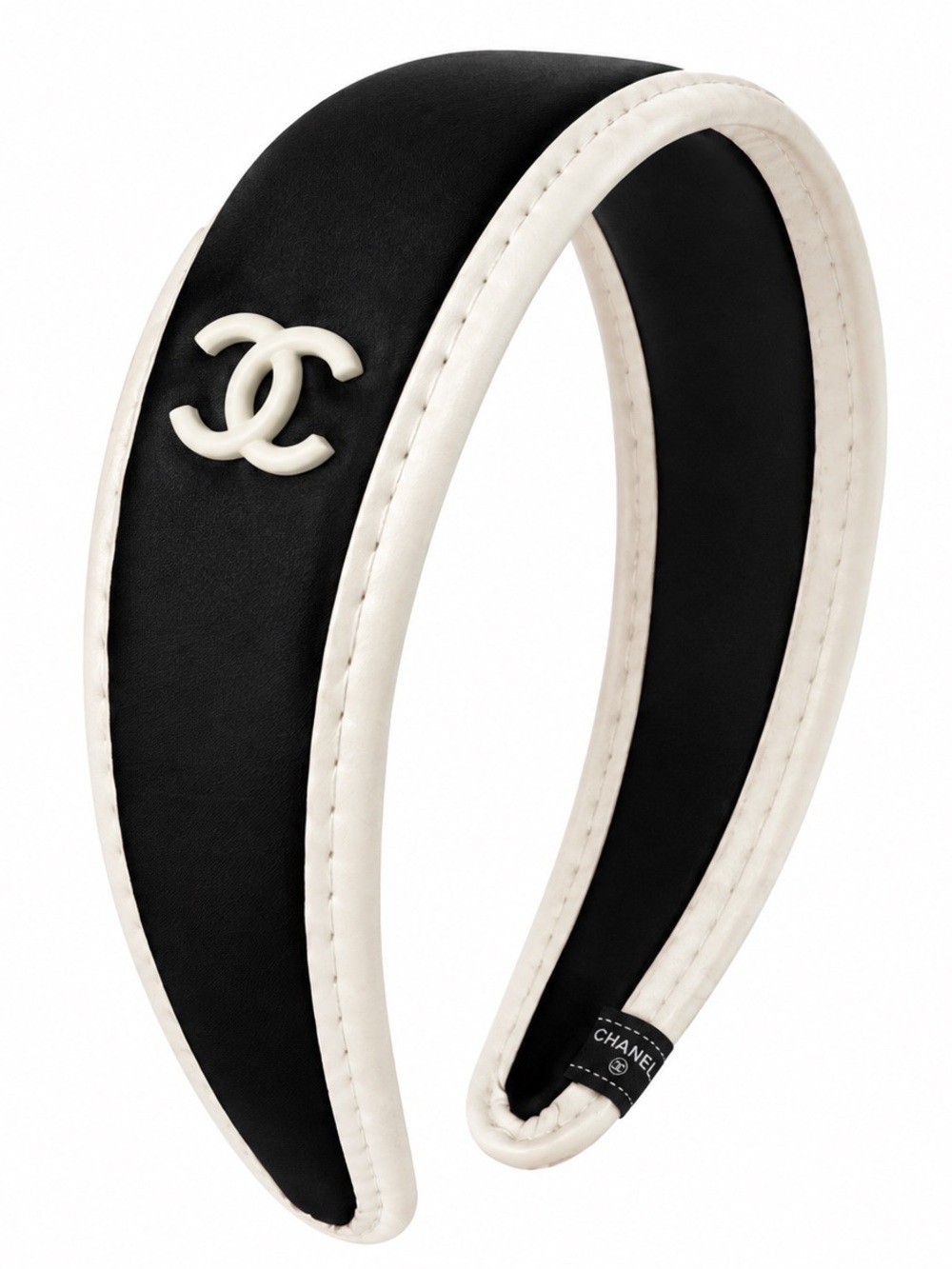 CHANEL Black and off white/cream headband